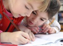 merry christmas, kids, girls, writing, pencil, drawing, notebook, study, friends, hands, childhood, joy, school, lesson, learn, draw, concentrate, friendship day