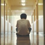 school bullying, teenager, lonely, school, bullying, emotional stress, teenage struggles, isolation, sadness, boy, adolescent, alone, depression, hallway, mental health, feelings, anxiety, vulnerability, hurt, heartbreak, difficulties, suffering, classroom, support, concept, ai generated